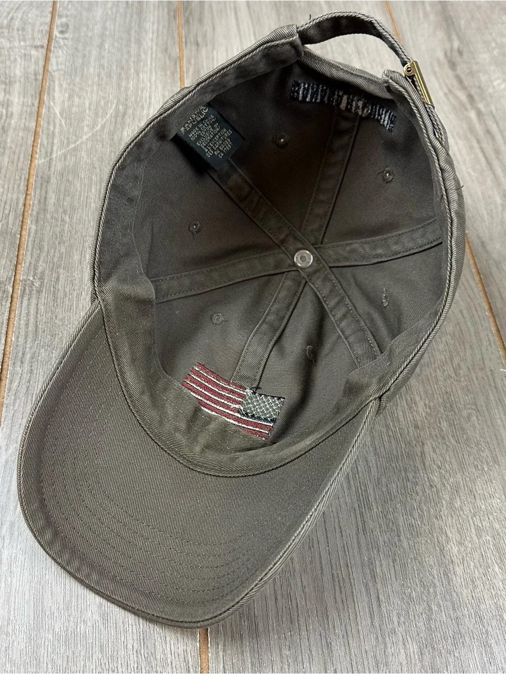Vintage Y2K Banana Republic Hat American Flag Strap Back Gray 2003